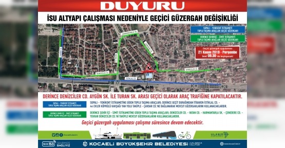 Derince’ye Geçici Trafik  Düzenlemesi